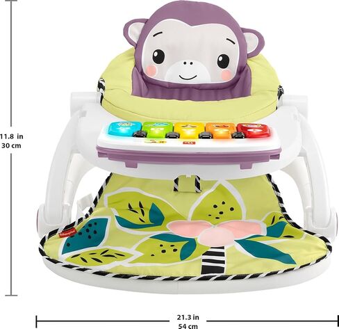 Fisher-Price Portable Baby Chair Kick & Play Deluxe Sit-up Seat مع Piano Learning Toy & Tray للرضع للأطفال الصغار ، Purple Monkey in Kuwait