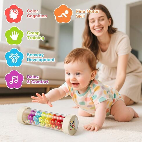 Rainmaker Toy,Montessori Toys for 0+ Year Old,Baby Wooden Sensory Development Toy,Christmas Birthday Gift for Baby Infant-7.7 Inch in Saudi Arabia