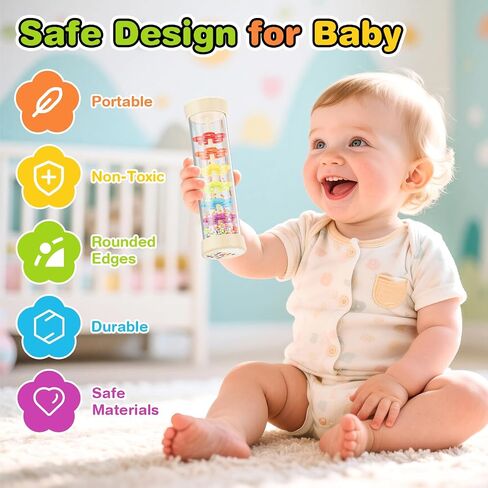 Rainmaker Toy,Montessori Toys for 0+ Year Old,Baby Wooden Sensory Development Toy,Christmas Birthday Gift for Baby Infant-7.7 Inch in Saudi Arabia