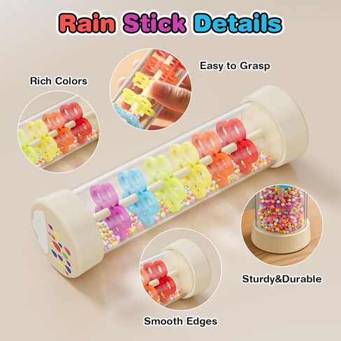 Rainmaker Toy,Montessori Toys for 0+ Year Old,Baby Wooden Sensory Development Toy,Christmas Birthday Gift for Baby Infant-7.7 Inch in Saudi Arabia