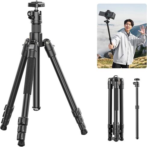 ترايبود كاميرا Ulanzi TT53 ، ترايبود سفر 70.8 بوصة لـ DSLR/الهاتف ، وقصة محمولة للطي الثقيلة مع لوحة إطلاق سريعة 360 درجة UKA ، وضغوط خفيفة الوزن للتصوير الفوتوغرافي. in Saudi Arabia