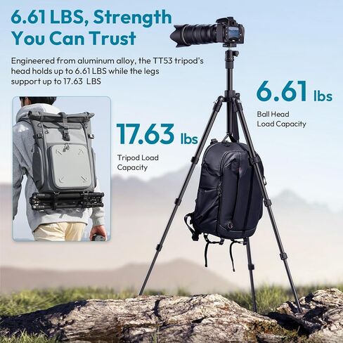 ترايبود كاميرا Ulanzi TT53 ، ترايبود سفر 70.8 بوصة لـ DSLR/الهاتف ، وقصة محمولة للطي الثقيلة مع لوحة إطلاق سريعة 360 درجة UKA ، وضغوط خفيفة الوزن للتصوير الفوتوغرافي. in Saudi Arabia