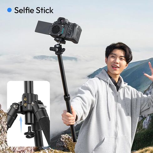 ترايبود كاميرا Ulanzi TT53 ، ترايبود سفر 70.8 بوصة لـ DSLR/الهاتف ، وقصة محمولة للطي الثقيلة مع لوحة إطلاق سريعة 360 درجة UKA ، وضغوط خفيفة الوزن للتصوير الفوتوغرافي. in Saudi Arabia