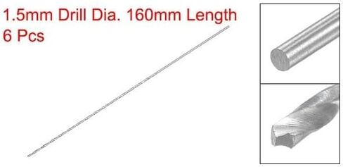 #US 6Pcs High Speed Steel Extended Twist Drill Bits 1.5mm Drill Dia. 160mm Length in Saudi Arabia