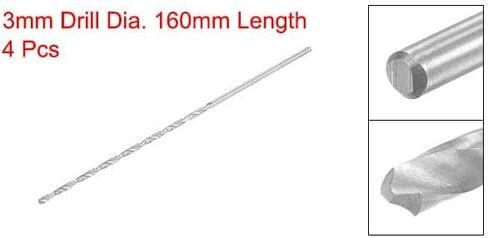 #US High Speed Steel Extended Twist Drill Bits 3mm Drill Dia 160mm Length 4 Pcs in Saudi Arabia