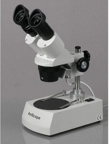AmScope SE305R-P20 Forward-Mounted Binocular Stereo Microscope, WF20x Eyepieces, 20X and 60X Magnification, 1X and 3X Objectives, Upper and Lower Halogen Lighting, Reversible Black/White Stage Plate, Pillar Stand, 120V in Saudi Arabia