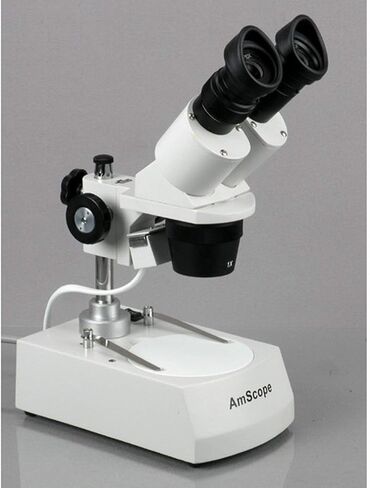 AmScope SE305R-P20 Forward-Mounted Binocular Stereo Microscope, WF20x Eyepieces, 20X and 60X Magnification, 1X and 3X Objectives, Upper and Lower Halogen Lighting, Reversible Black/White Stage Plate, Pillar Stand, 120V in Saudi Arabia