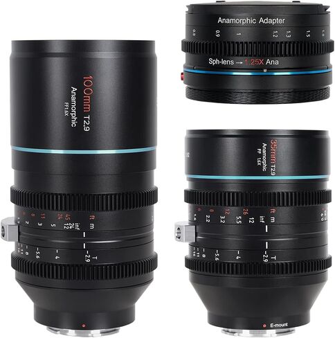 SIRUI T2.9 1.6X Full-Frame L-Mount Anamorphic Lens Set with 1.25x Anamorphic Adapter (35mm,100mm) in Saudi Arabia
