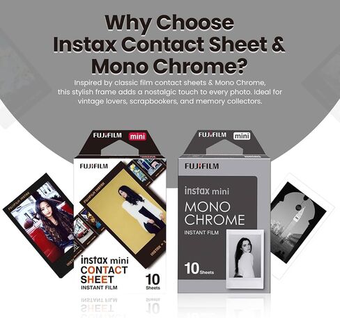 Fujifilm Instax Mini Film Combo - ورقة اتصال (10 طلقات) + أحادية اللون (10 طلقات) + قطعة قماش تنظيف الألياف الدقيقة - فيلم فوري للكاميرات المصغرة in Saudi Arabia