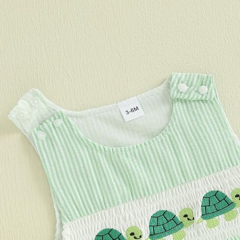 GOOCHEER Newborn Baby Boy Summer Outfit Octopus/Turtle Smocked Bubble Romper Striped Overall Sleeveless Bodysuit Clothes in Saudi Arabia