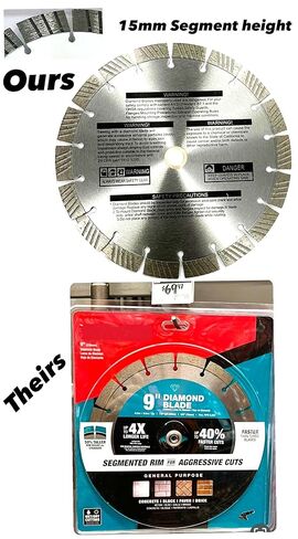 9" Premium Turbo-Segmented 15mm Diamond Saw Blade fits Stihl TSA 230 Battery Powered Cut-Off Saw Power Cutter in Saudi Arabia