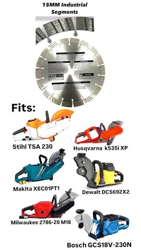 9" Premium Turbo-Segmented 15mm Diamond Saw Blade fits Stihl TSA 230 Battery Powered Cut-Off Saw Power Cutter in Saudi Arabia