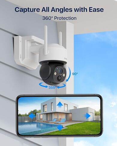 Zosi C291 4MP اللاسلكي بطارية أمان كاميرا خارجية مع لوحة شمسية ، 2.5K 360 عرض المقلاة/الإمالة ، مسار تلقائي ، اكتشاف الإنسان PIR ، الرؤية الليلية الملونة ، الحديث ثنائي الاتجاه ، إنذار صفارات الإنذار الخفيفة ، بطاقة ذاكرة 32 جيجابايت in Saudi Arabia
