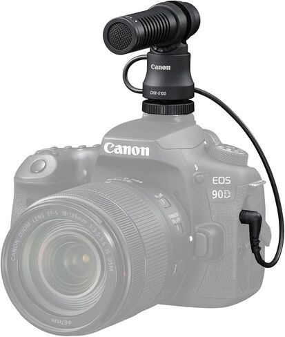 Canon DM-E100 ميكروفون الاتجاهي المتوافق مع الكاميرات الرقمية المتوافقة مع EOS: R3 ، R7 ، R10 ، R6 MK II ، R8 ، R50 ، 90D ، 80D ، 77D ، Rebel SL3 ، Rebel SL2 ، Rebel T7i ، M6 MK II ؛ PowerShot: G7 X MK III (متجدد) in Kuwait