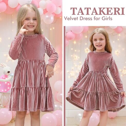 Toddler Velvet Dress Baby Girl Winter Dress Little Girls Long Sleeve Round Neck Fall Winter Party Outfits Casual in Saudi Arabia