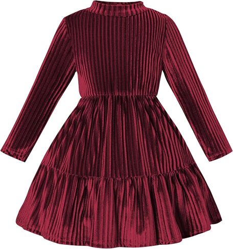 Toddler Velvet Dress Baby Girl Winter Dress Little Girls Long Sleeve Round Neck Fall Winter Party Outfits Casual in Kuwait