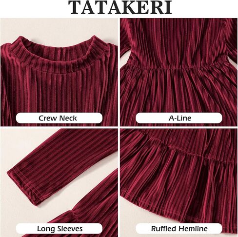 Toddler Velvet Dress Baby Girl Winter Dress Little Girls Long Sleeve Round Neck Fall Winter Party Outfits Casual in Kuwait