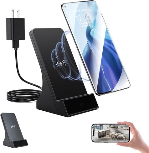 LIZVIE 1080P Hidden Camera Phone Charger, Wireless Charging Dock Spy Cam with Motion Detection, Night Vision, APP Remote Control, for Home and Office Security. in Kuwait