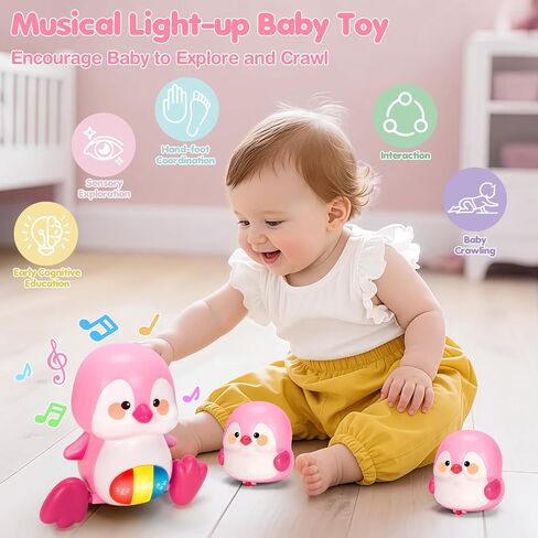 Baby Toys 6-12 Months, Musical Penguins Crawling Infant Toys, Early Learning Toy for Tummy Time with Light & Sound, Birthday Gifts for Babies Newborn Boys Girls 0-3-6 7 8 9 10 11 Months 1 Year Old in Saudi Arabia