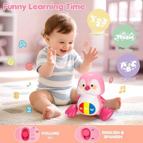 Baby Toys 6-12 Months, Musical Penguins Crawling Infant Toys, Early Learning Toy for Tummy Time with Light & Sound, Birthday Gifts for Babies Newborn Boys Girls 0-3-6 7 8 9 10 11 Months 1 Year Old in Saudi Arabia
