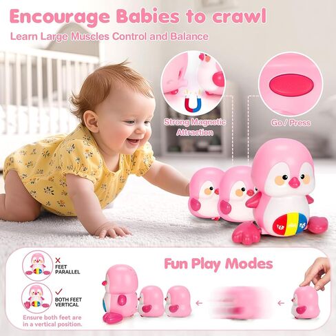 Baby Toys 6-12 Months, Musical Penguins Crawling Infant Toys, Early Learning Toy for Tummy Time with Light & Sound, Birthday Gifts for Babies Newborn Boys Girls 0-3-6 7 8 9 10 11 Months 1 Year Old in Saudi Arabia