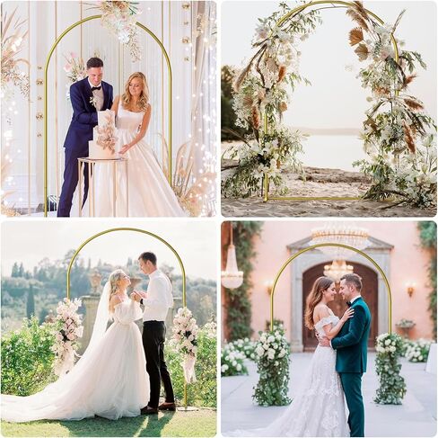 Arch Backdrop Stand and Cover Set, 7.2FT Gold Metal Arch Back Drop Stand with Spandex Arch Background Covers- Balloon Arch Stand Kit for Weddings, Parties, Baby Shower Photo Booths (White+Champange) in Saudi Arabia