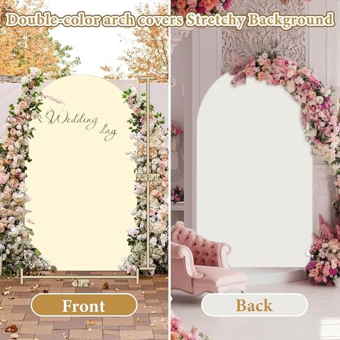 Arch Backdrop Stand and Cover Set, 7.2FT Gold Metal Arch Back Drop Stand with Spandex Arch Background Covers- Balloon Arch Stand Kit for Weddings, Parties, Baby Shower Photo Booths (White+Champange) in Saudi Arabia