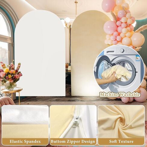 Arch Backdrop Stand and Cover Set, 7.2FT Gold Metal Arch Back Drop Stand with Spandex Arch Background Covers- Balloon Arch Stand Kit for Weddings, Parties, Baby Shower Photo Booths (White+Champange) in Saudi Arabia