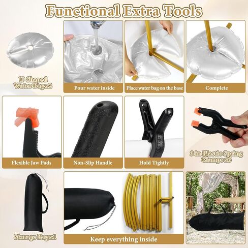 Arch Backdrop Stand and Cover Set, 7.2FT Gold Metal Arch Back Drop Stand with Spandex Arch Background Covers- Balloon Arch Stand Kit for Weddings, Parties, Baby Shower Photo Booths (White+Champange) in Saudi Arabia