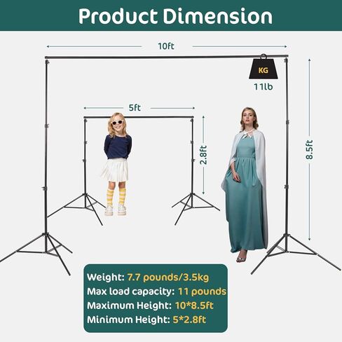 Kate Photo Backdrop Stand 10 × 8.5 قدمًا قابلة للتعديل للخلفية للتصوير الفوتوغرافي (داخلي/خارجي) وزخارف الحفلات in Saudi Arabia