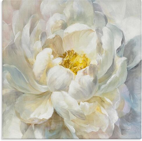 Stupell Industries Delicate Flower Petals Soft White Yellow Painting, Designed by Danhui NAI Wall Art, 36x36, Canvas in Saudi Arabia