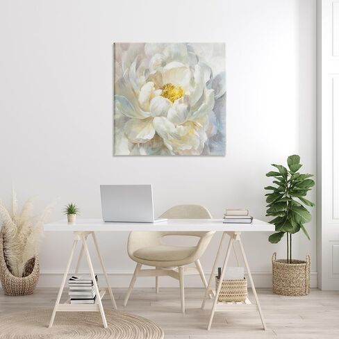 Stupell Industries Delicate Flower Petals Soft White Yellow Painting, Designed by Danhui NAI Wall Art, 36x36, Canvas in Saudi Arabia