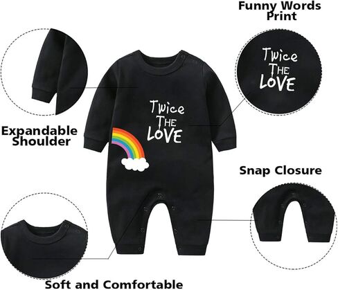YSCULBUTOL Baby Twins Bodysuit Double Rainbow All The Way Baby Birthday Clothing Infant Romper Hat Set in Kuwait
