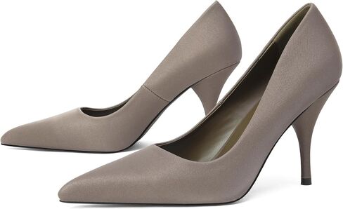 مضخات IIIMMU STILETTO للنساء 3.5 بوصة مدببة إصبع القدم العالي الكعب الساتان إنهاء أحذية فستان مغلق لحفل الزفاف وملابس المكتب in Saudi Arabia
