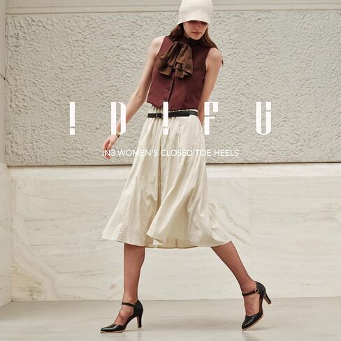 IDIFU IN3 Closed Toe Chunky High Heels Comfortable Dress Shoes for Women Pumps Vintage Heels Dressy Wedding Prom Bridal Party Work Office Business D'Orsay Pumps Shoes in Saudi Arabia