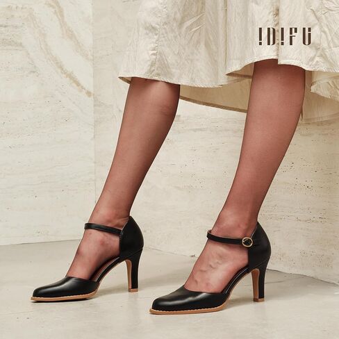 IDIFU IN3 Closed Toe Chunky High Heels Comfortable Dress Shoes for Women Pumps Vintage Heels Dressy Wedding Prom Bridal Party Work Office Business D'Orsay Pumps Shoes in Saudi Arabia