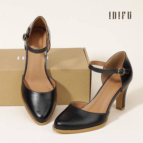IDIFU IN3 Closed Toe Chunky High Heels Comfortable Dress Shoes for Women Pumps Vintage Heels Dressy Wedding Prom Bridal Party Work Office Business D'Orsay Pumps Shoes in Saudi Arabia
