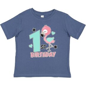inktastic 1st Birthday with Flamingo Stars and Hearts Baby T-Shirt in Kuwait