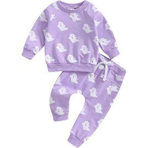 Toddler Baby Halloween 2Pcs Sets Long Sleeve O Neck Pumpkin Print Sweatshirt Tops Pants Suit Newborn Fall Outfits in Saudi Arabia