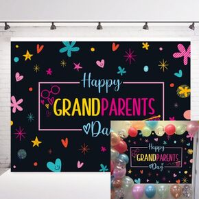 INRUI Happy Grandparents Day Photography Background Best Grandpa and Grandma Holiday Decorations School Event Retirement Love Grandparents Party Photo Backdrop (7x5FT) in Saudi Arabia