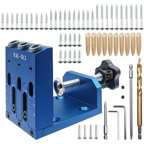 مجموعة Jig Jig مجموعة قابلة للتعديل مع ثلاثة أدلة حفر لمدة 15 درجة زاوية حفر أدوات نظام الجيب الكفاءة أدوات نظام الجيب الكفاءة للنجارين ، النجايا ، وموظفي النجارة (الأزرق) in Kuwait