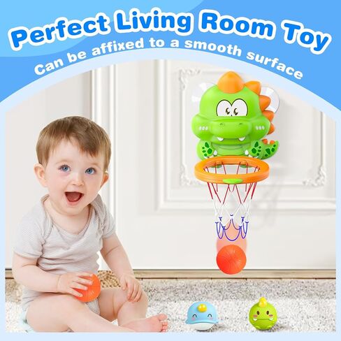 Topsolid Bathtub Basketball Hoop للأطفال-ألعاب Dino Style 2-in-1 مع أكواب شفط قوية و 4 كرات ثقب | لعبة إطلاق النار الممتعة للأطفال الصغار والفتيات الذين تتراوح أعمارهم بين 1-8 in Kuwait