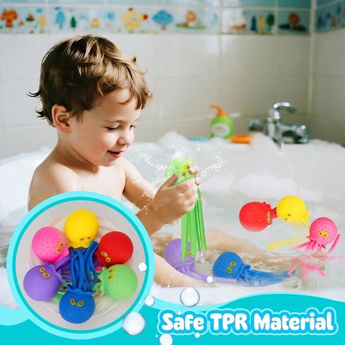4 PCS أخطبوط كرات المياه ، لعبة حمام ، وتخفيف الإجهاد الحسي العائم حوض استحمام حوض استحمام قابلة لإعادة الاستخدام ماء قنبلة ، وعيد الفصح ، و goodie أكياس مواد حشو للأطفال للأطفال الصغار in Saudi Arabia