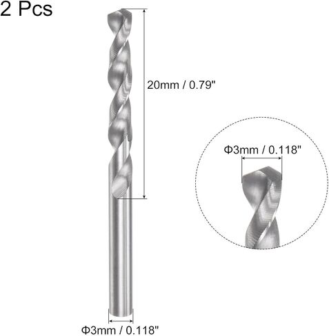 #US 2pcs 3mm C2 K20 Tungsten Straight Shank Spiral Flutes Twist Drill Bit in Saudi Arabia