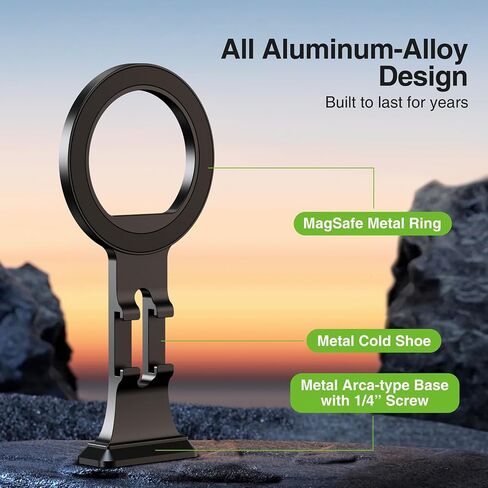 Elitehood Aluminium Magsafe Tripod Phone Mount ، حامل هاتف مضغوط لترايش ترايبود مع لوحة إصدار ARCA SWISS السريعة و 1/4 بوصة محول ، ملحقات MATPL in Kuwait