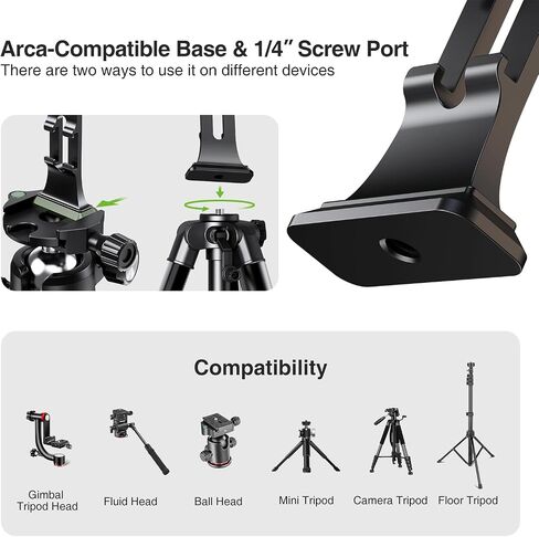 Elitehood Aluminium Magsafe Tripod Phone Mount ، حامل هاتف مضغوط لترايش ترايبود مع لوحة إصدار ARCA SWISS السريعة و 1/4 بوصة محول ، ملحقات MATPL in Kuwait