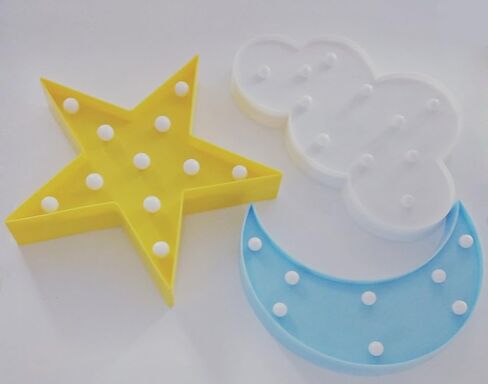 3PCS Decorative LED Crescent Moon Cloud and Star Night Lights Lamps Marquee Signs Letters for Baby Nursery Decorations Gifts for Children (Moon Cloud and Star) in Saudi Arabia