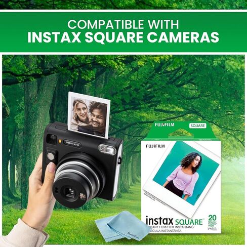 Fujifilm Instax Square Instant Film مع USB و Pixibytes Microfiber Cleaning Cloth ... (10 × عبوات مزدوجة) in Kuwait