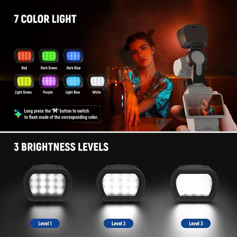 NEWER BASICS MAGNECT RGB Light & 2 Sunshade Covers متوافق مع DJI Osmo Pocket 3 Gimbal Camera و Creator Combo Assories ، 1W USB C in Saudi Arabia