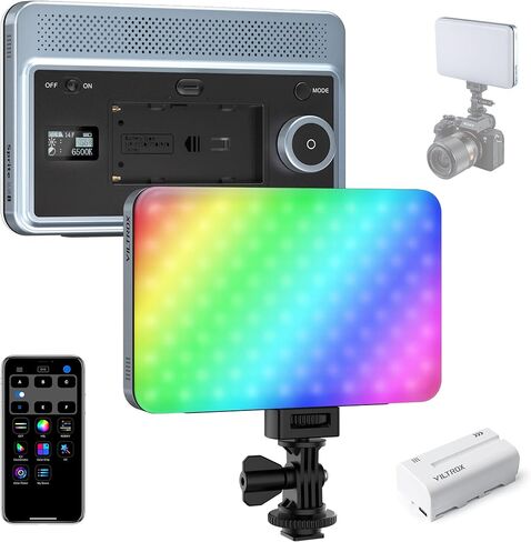 Viltrox 15c RGB LED Light ، التحكم في الهاتف الذكي 360 درجة اللون الكامل على الكاميرا LED إضاءة التصوير الفوتوغرافي مع حذاء بارد ، 2200 مللي أمبير في الساعة CRI 95+ 2600K-6800K قابلة للتصوير (مع البطارية) in Saudi Arabia